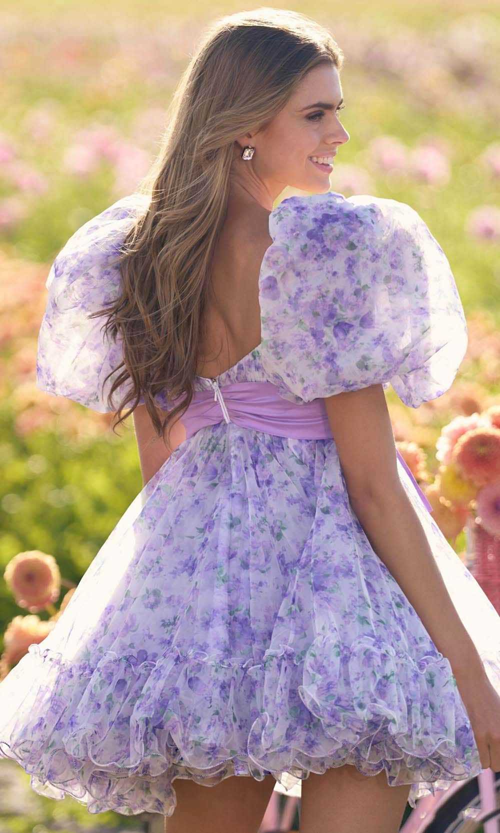 Sherri Hill, Sherri Hill 56383 - Floral Print Doll Dress