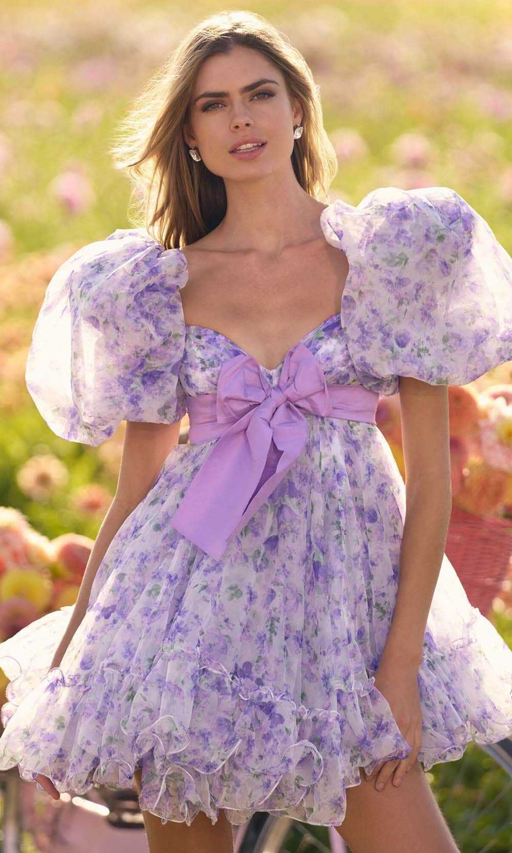 Sherri Hill, Sherri Hill 56383 - Floral Print Doll Dress