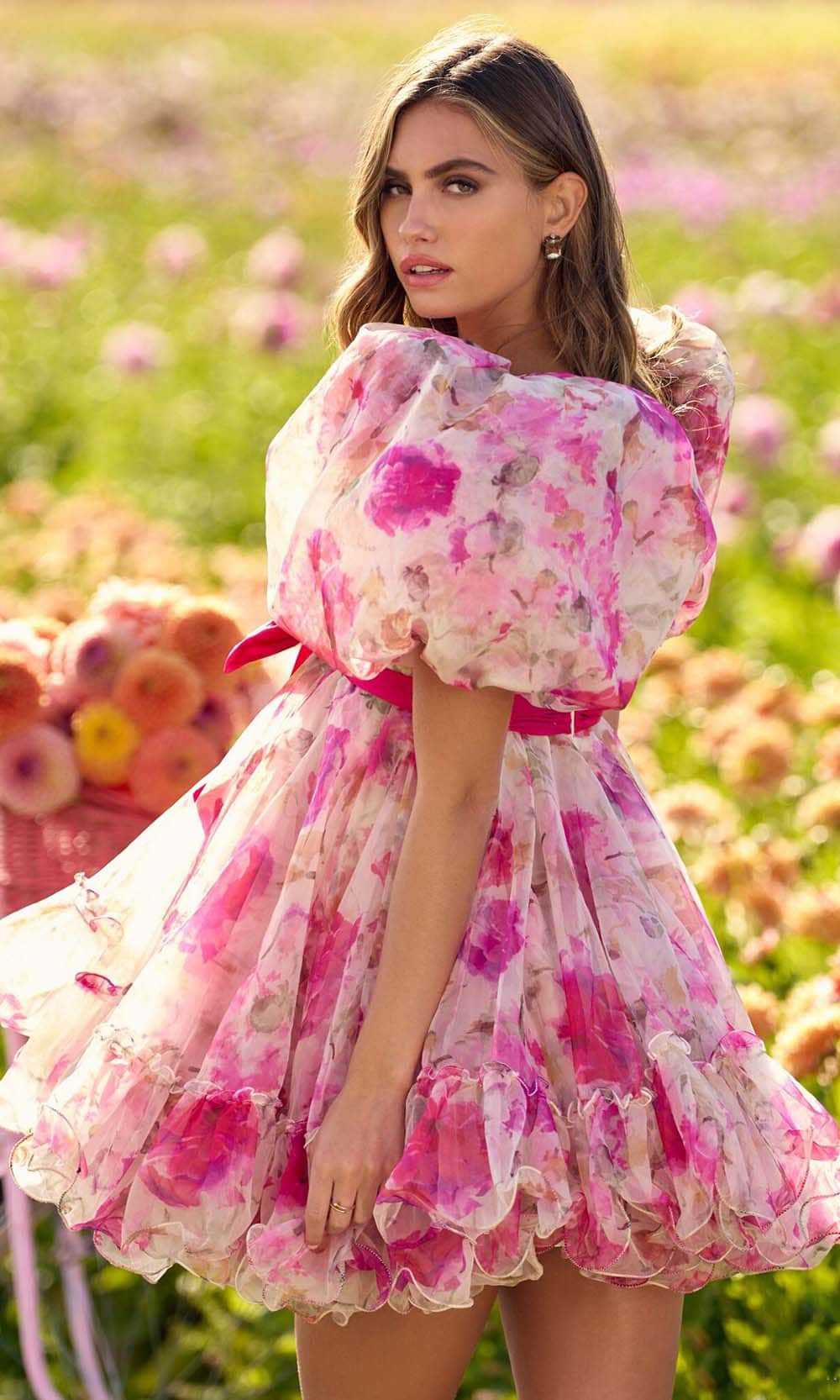 Sherri Hill, Sherri Hill 56384 - Floral Babydoll Dress