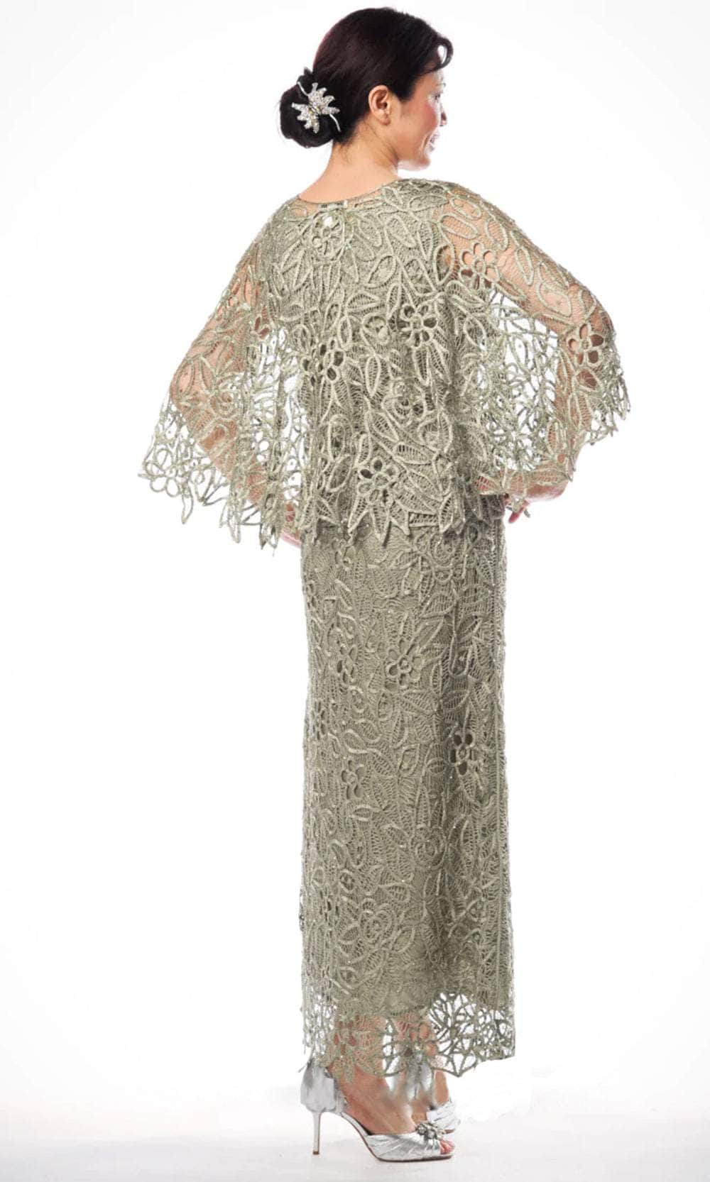 Soulmates, Soulmates C80312 - Beaded Lace Cape Top And Skirt Set