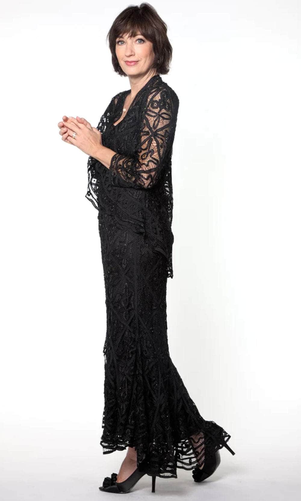 Soulmates, Soulmates D9124 - High-Low Beaded Evening Gown