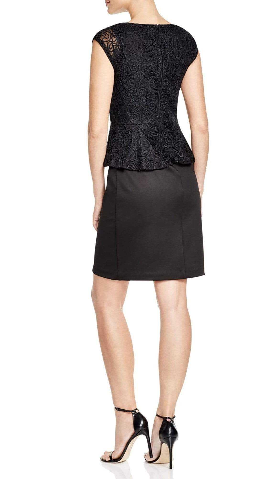 Sue Wong, Sue Wong Cap Sleeve Bateau Neck Cocktail Dress in Black N16104 - 1 pc Black in Size 10 Available