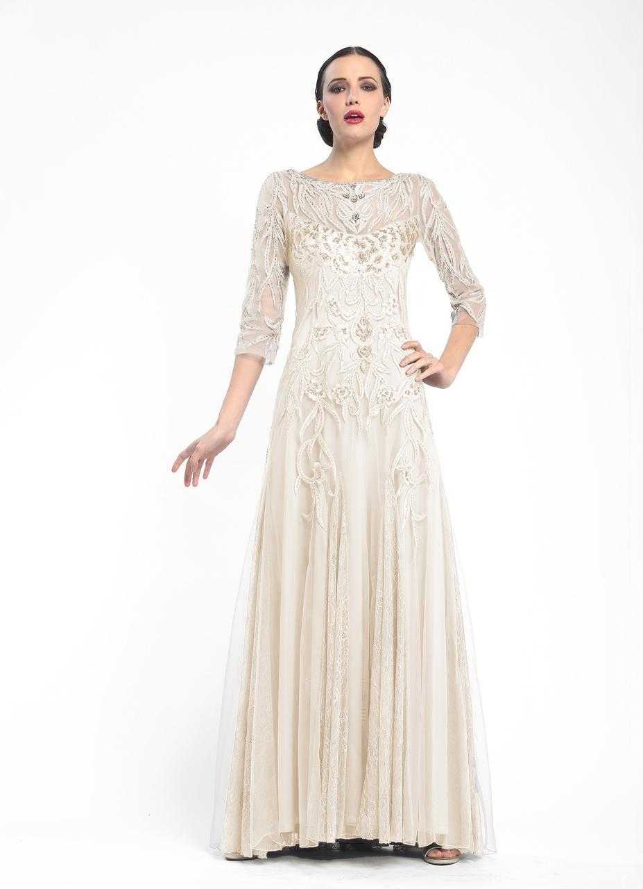Sue Wong, Sue Wong Embroidered Illusion Bateau Gown W5300 - 1 pc Ivory in Size 12 Available