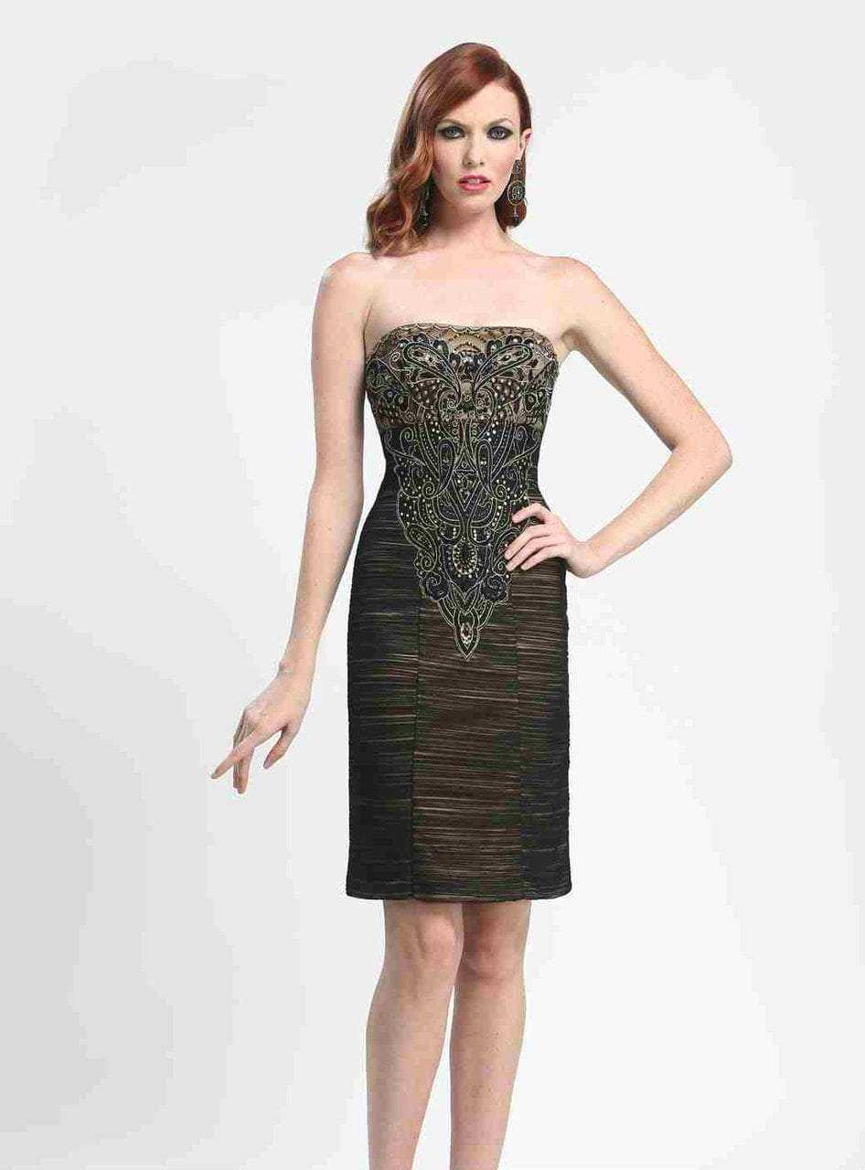 Sue Wong, Sue Wong - N4143 Strapless Ruched Mesh Cocktail Dress