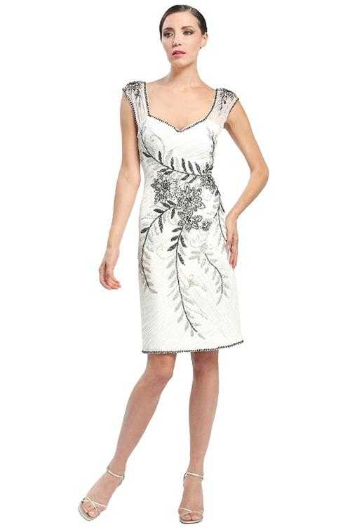 Sue Wong, Sue Wong N4524 Sleeveless Dress In White