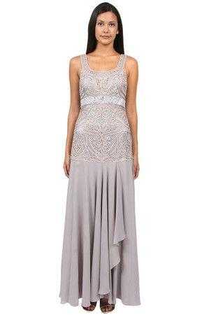 Sue Wong, Sue Wong Platinum Embroidered Bodice Gown Sleeveless Dress - 1 pc Platinum in Size 6 Available