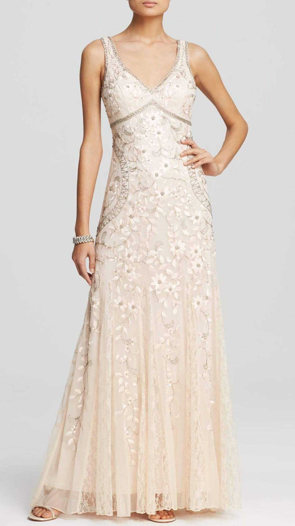 Sue Wong, Sue Wong Sleeveless Embellished Long Dress N1118 - 1 pc Ivory in Size 6 available