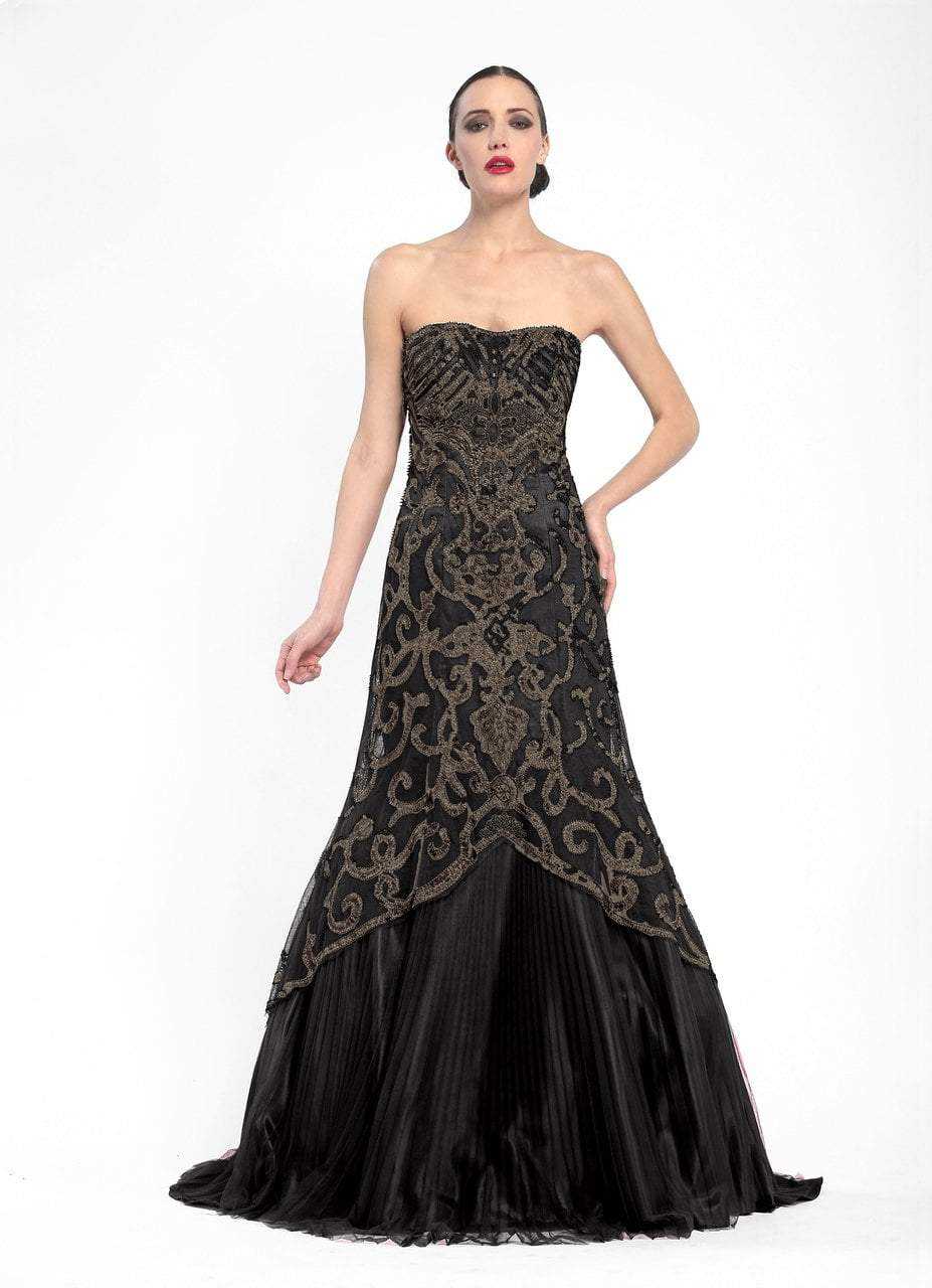 Sue Wong, Sue Wong - Sweetheart Flutter Trumpet Gown N5360 - 1 pc Champagne in Size 4 Available