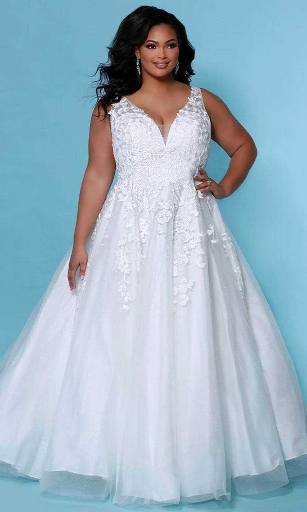 Sydney's Closet Bridal, Sydney's Closet Bridal - SC5259 Floral Embroidered Bridal Gown