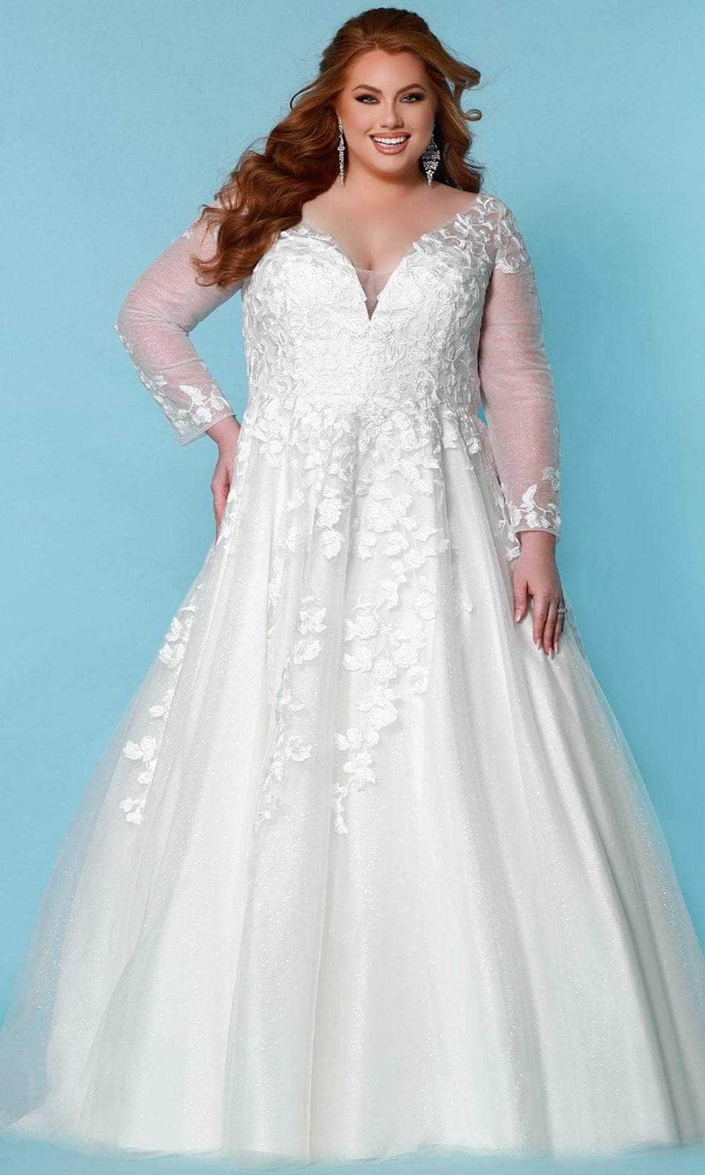 Sydney's Closet Bridal, Sydney's Closet Bridal - SC5267 Embroidered Glitter Bridal Gown