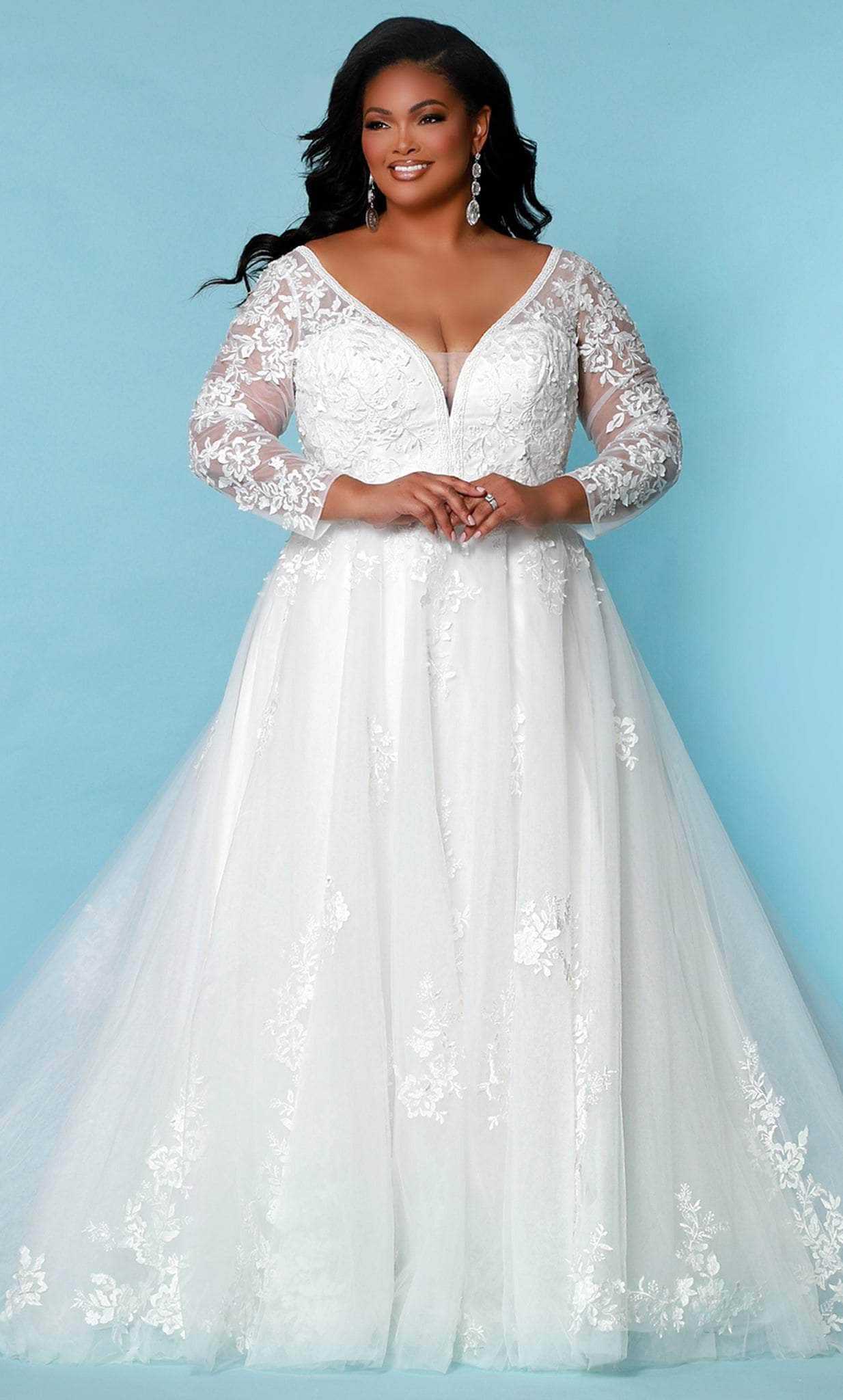 Sydney's Closet Bridal, Sydney's Closet Bridal SC5275 - Long Sleeve A-line Tulle Gown