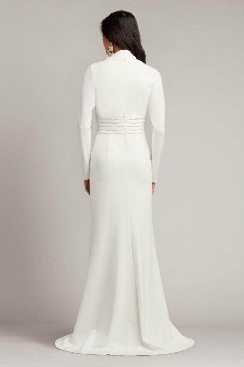 Tadashi Shoji, Tadashi Shoji BOS20807LBR - Long Sleeve Pleated Bridal Gown