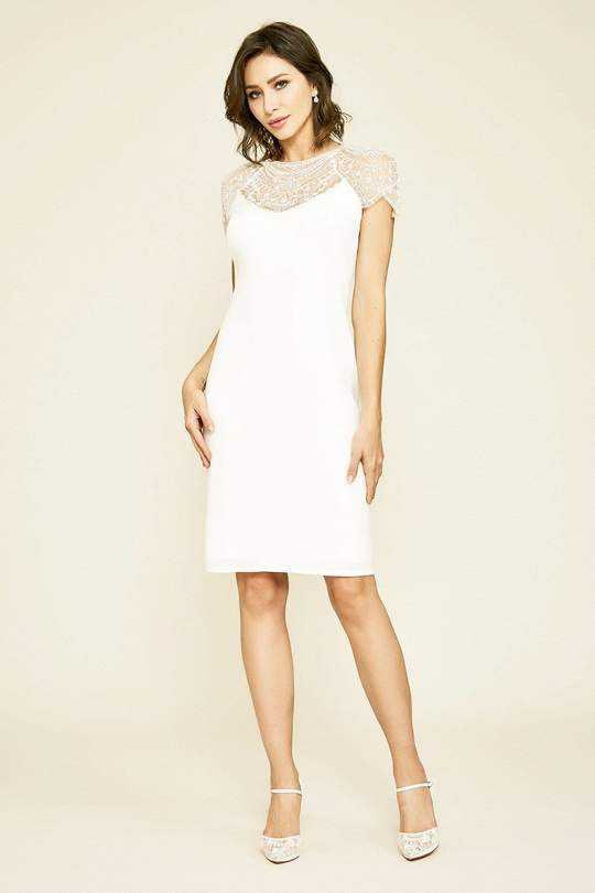 Tadashi Shoji, Tadashi Shoji - Crepe Lace Ferguson Dress - 1 pc Ivory In Size 12 Available
