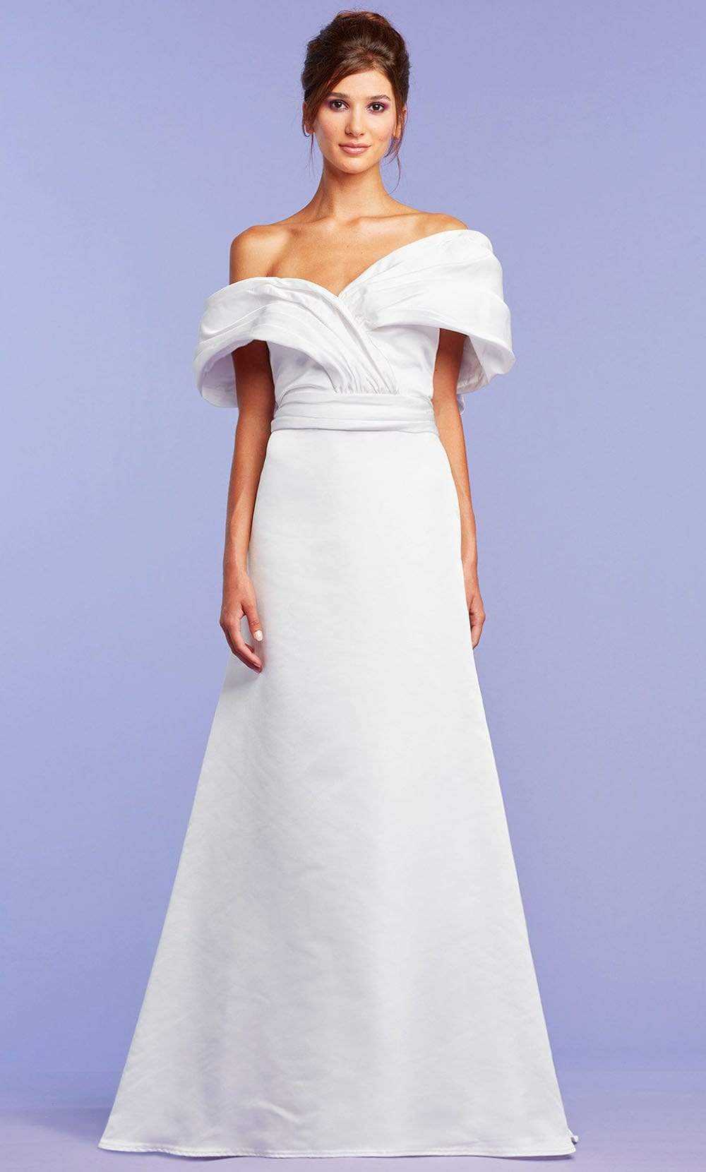 Tadashi Shoji, Tadashi Shoji - Off Shoulder Bridal Dress BQN20357LBR - 1 pc Ivory In Size 14 Available