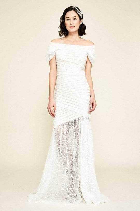 Tadashi Shoji, Tadashi Shoji - Off Shoulder Bridal Gown BGB19147LBR - 1 pc Ivory/Petal In Size 10 Available