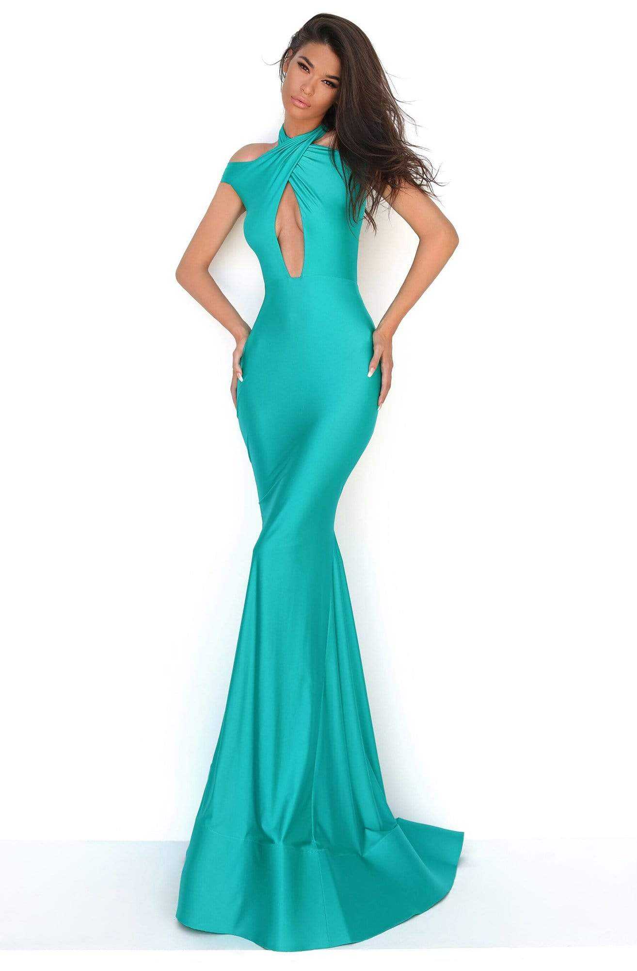 Tarik Ediz, Tarik Ediz - 50688 Crisscross Halter Cutout Mermaid Gown