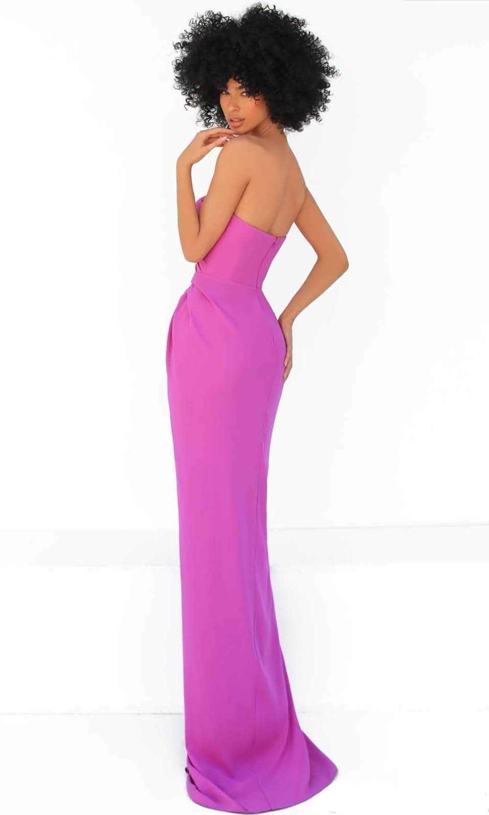 Tarik Ediz, Tarik Ediz 51052 - Straight-Across High Slit Prom Gown