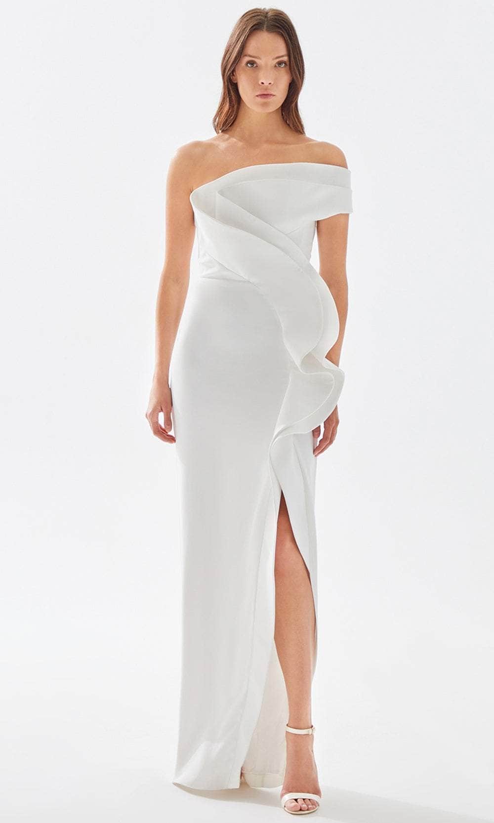 Tarik Ediz, Tarik Ediz 52029 - Asymmetrical Ruffled Prom Dress