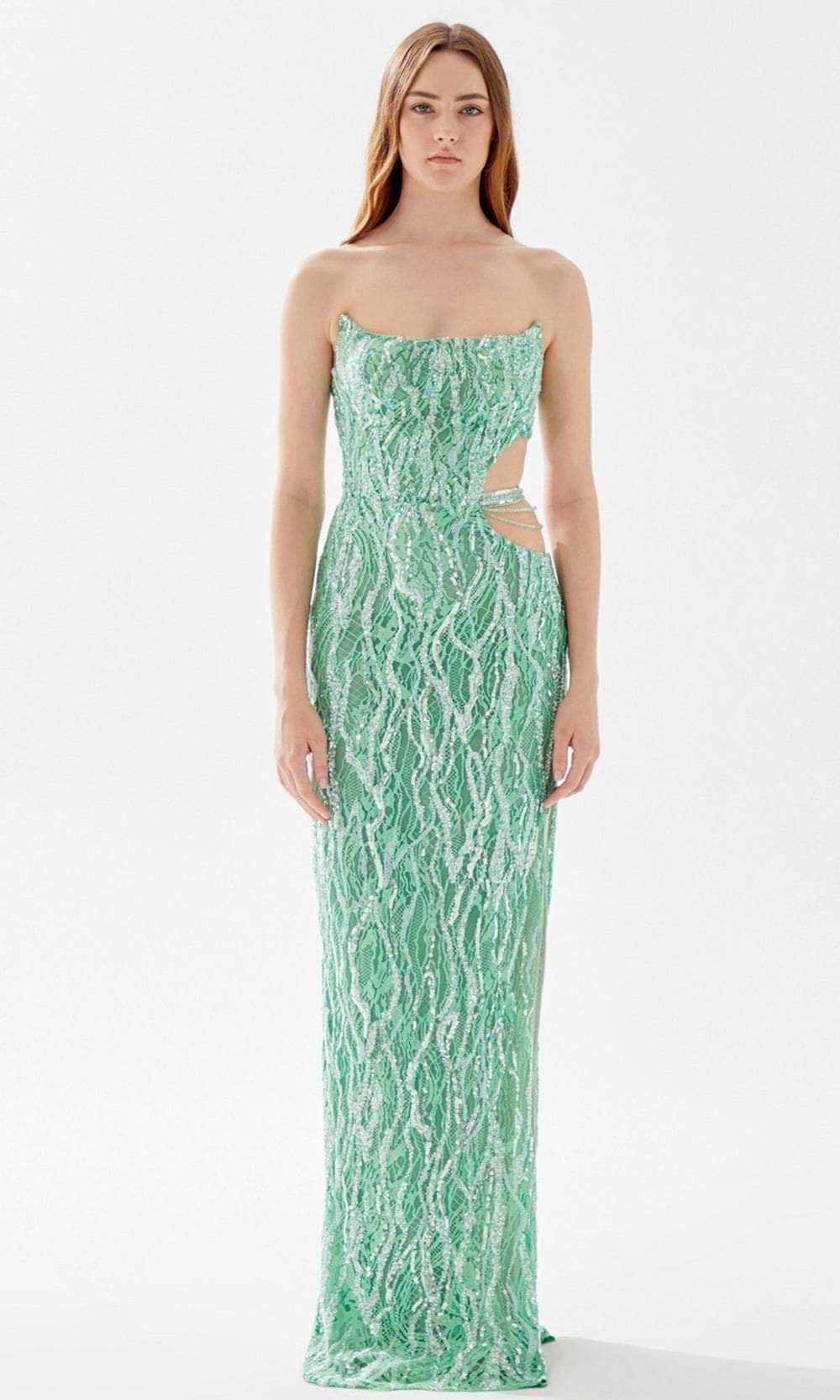 Tarik Ediz, Tarik Ediz 52084 - Cutout Ornate Lace Prom Dress