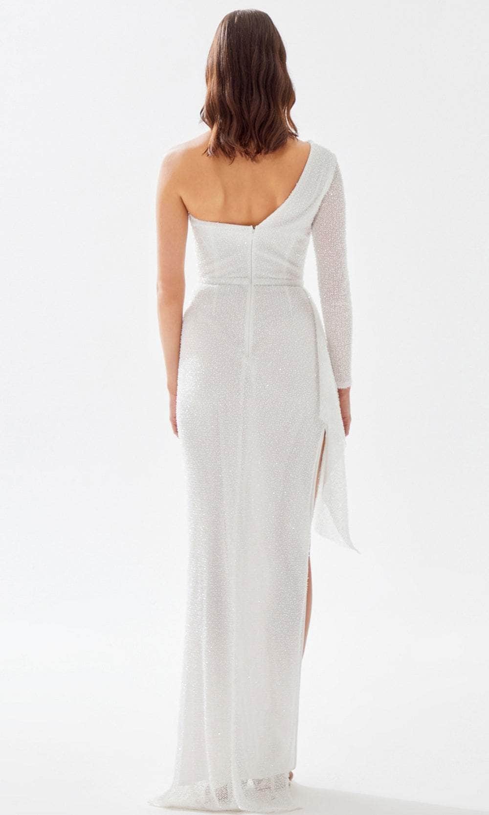 Tarik Ediz, Tarik Ediz 52111 - Asymmetric Shimmer Net Prom Dress