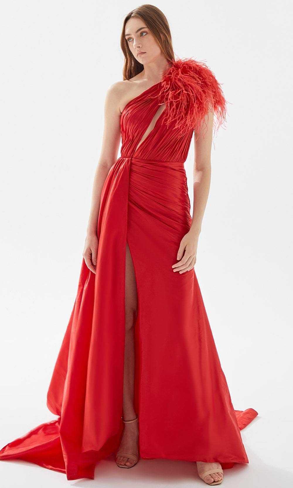 Tarik Ediz, Tarik Ediz 52125 - Ruched Asymmetric Prom Gown