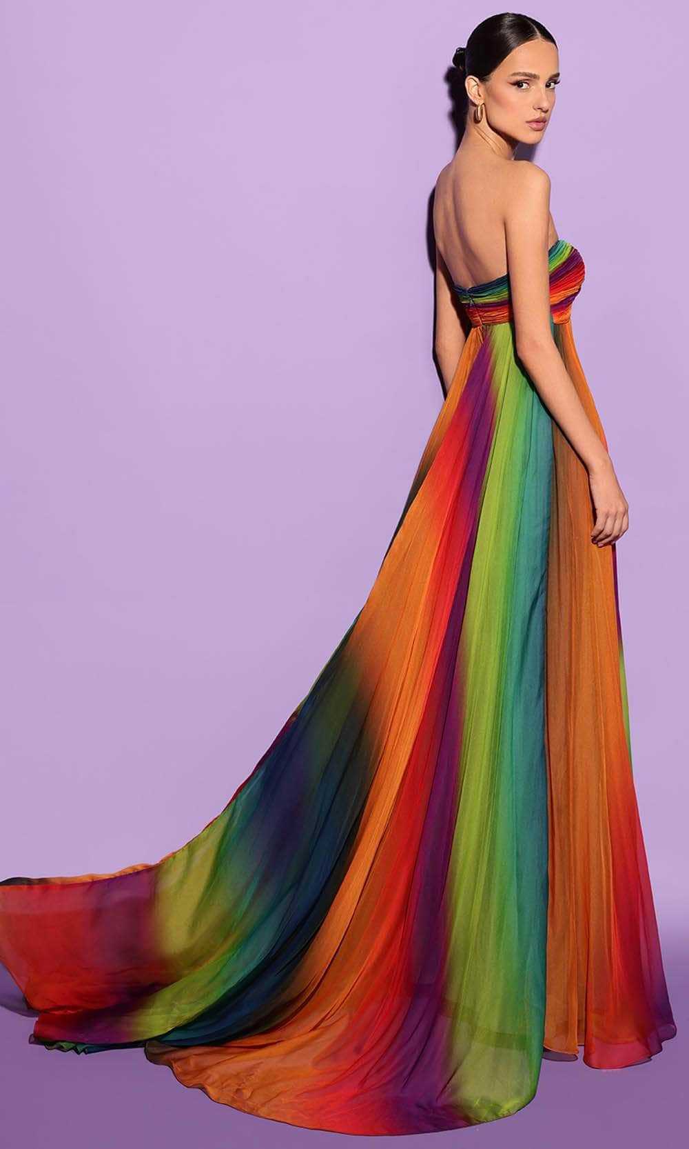Tarik Ediz, Tarik Ediz 53187 - Multicolored Sheath Long Dress