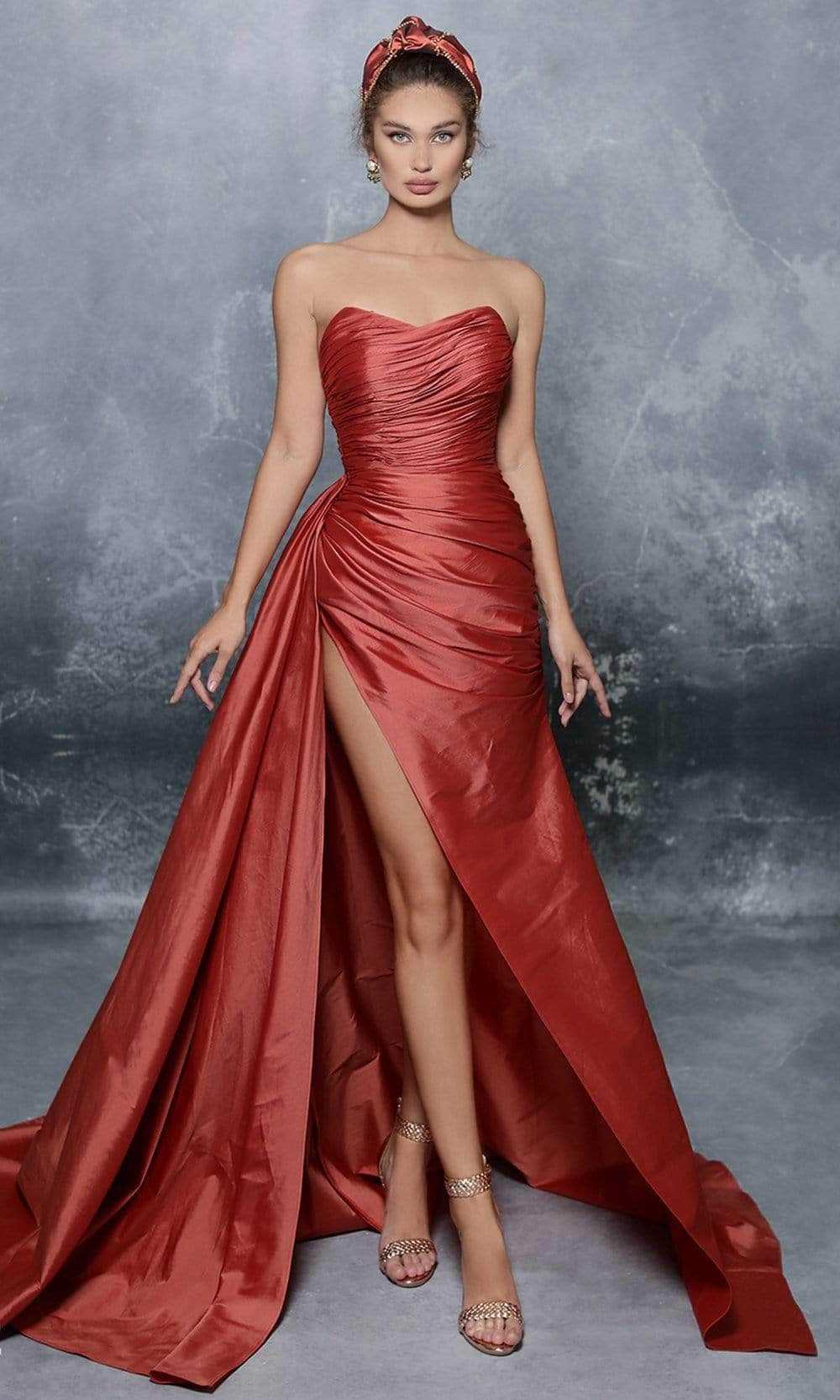 Tarik Ediz, Tarik Ediz 96092 - Strapless Side Draped Prom Gown