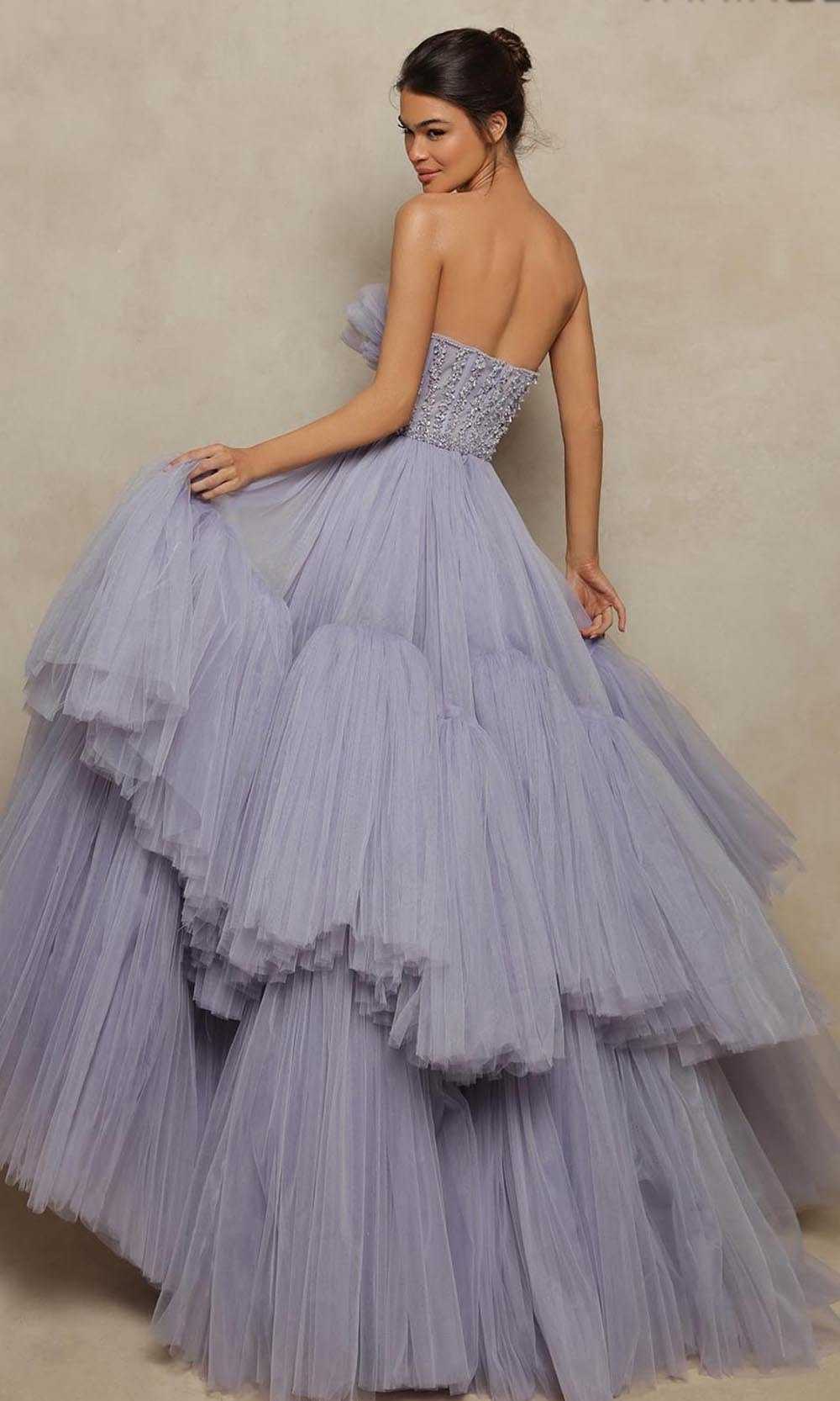 Tarik Ediz, Tarik Ediz - 98031 Strapless Tulle Beaded Plus Size Prom Gown