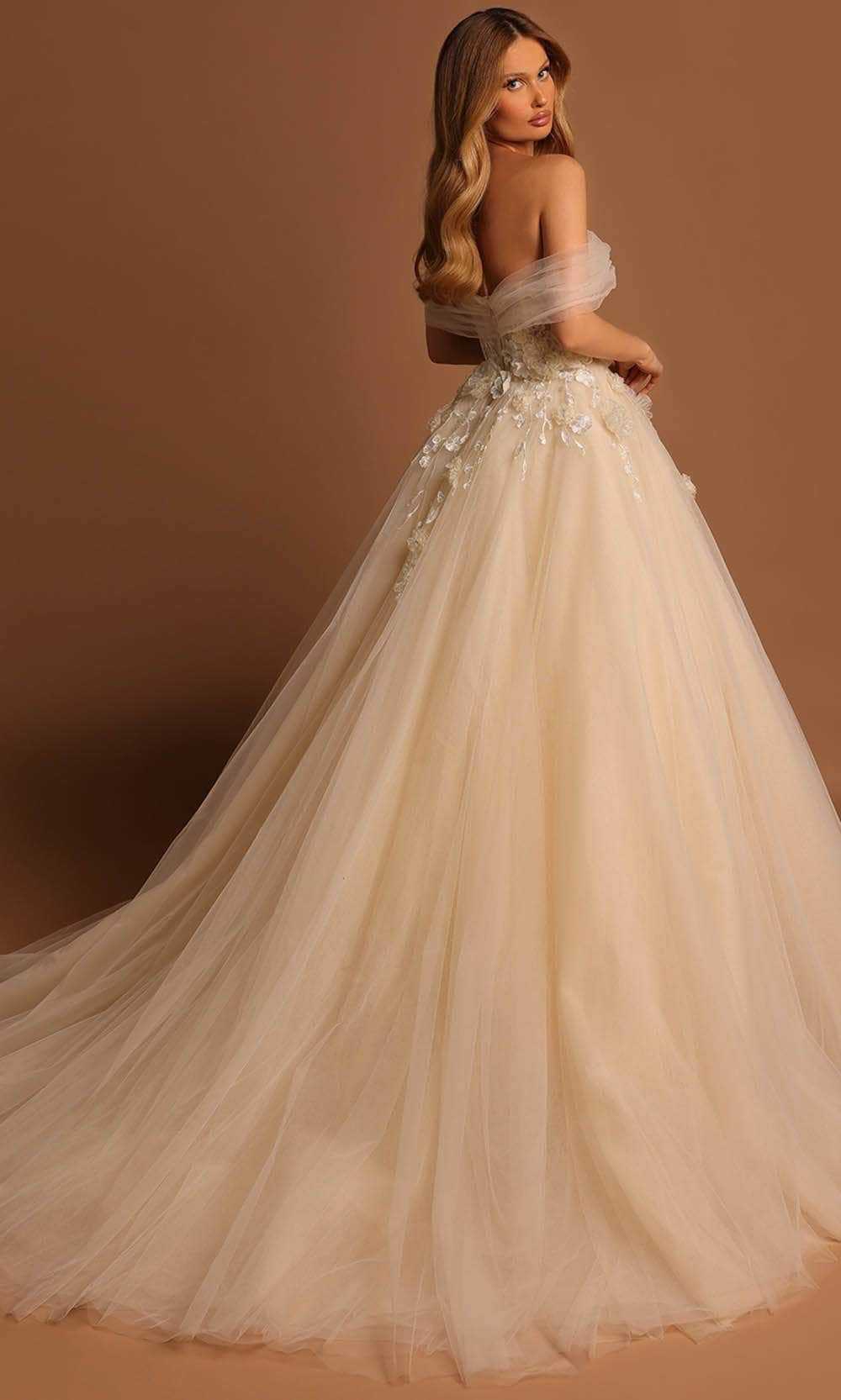 Tarik Ediz, Tarik Ediz 98472 - Off-Shoulder Glitter Tulle Prom Gown