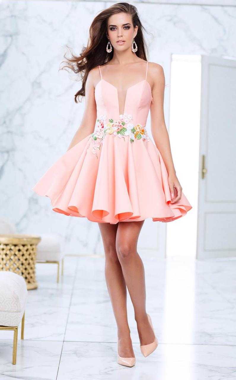 Tarik Ediz, Tarik Ediz - Floral Accented A-line Dress 50067