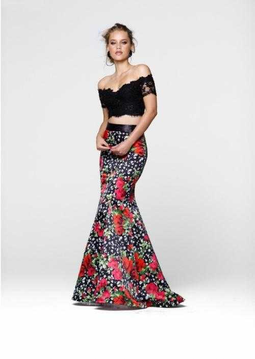 Tarik Ediz, Tarik Ediz - Two Piece Floral Dress 50029