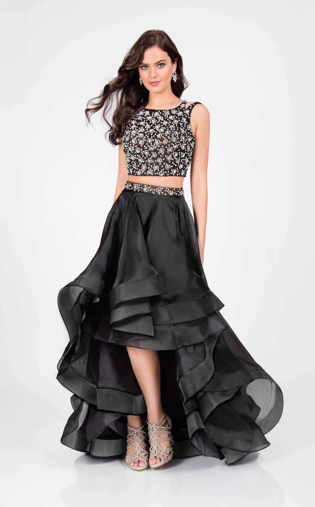 Terani Couture, Terani Couture - 1711P2692 Two Piece Embellished High Low A-line Dress