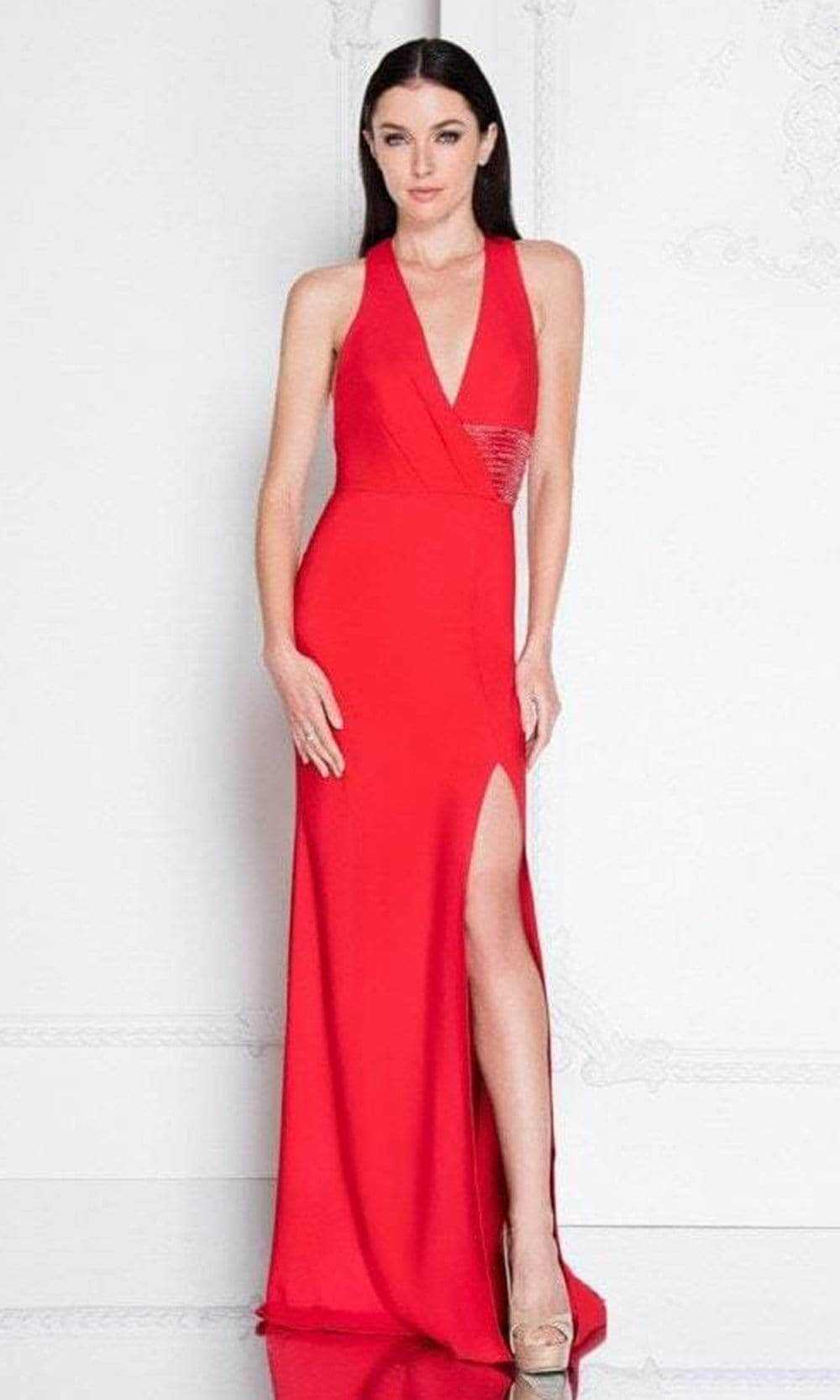 Terani Couture, Terani Couture 1811E6103 - Wrap Halter Evening Gown
