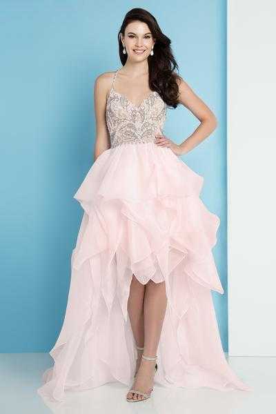 Terani Couture, Terani Couture - 1811P5782 Beaded Bodice T-Strap Hi-Lo Prom Dress