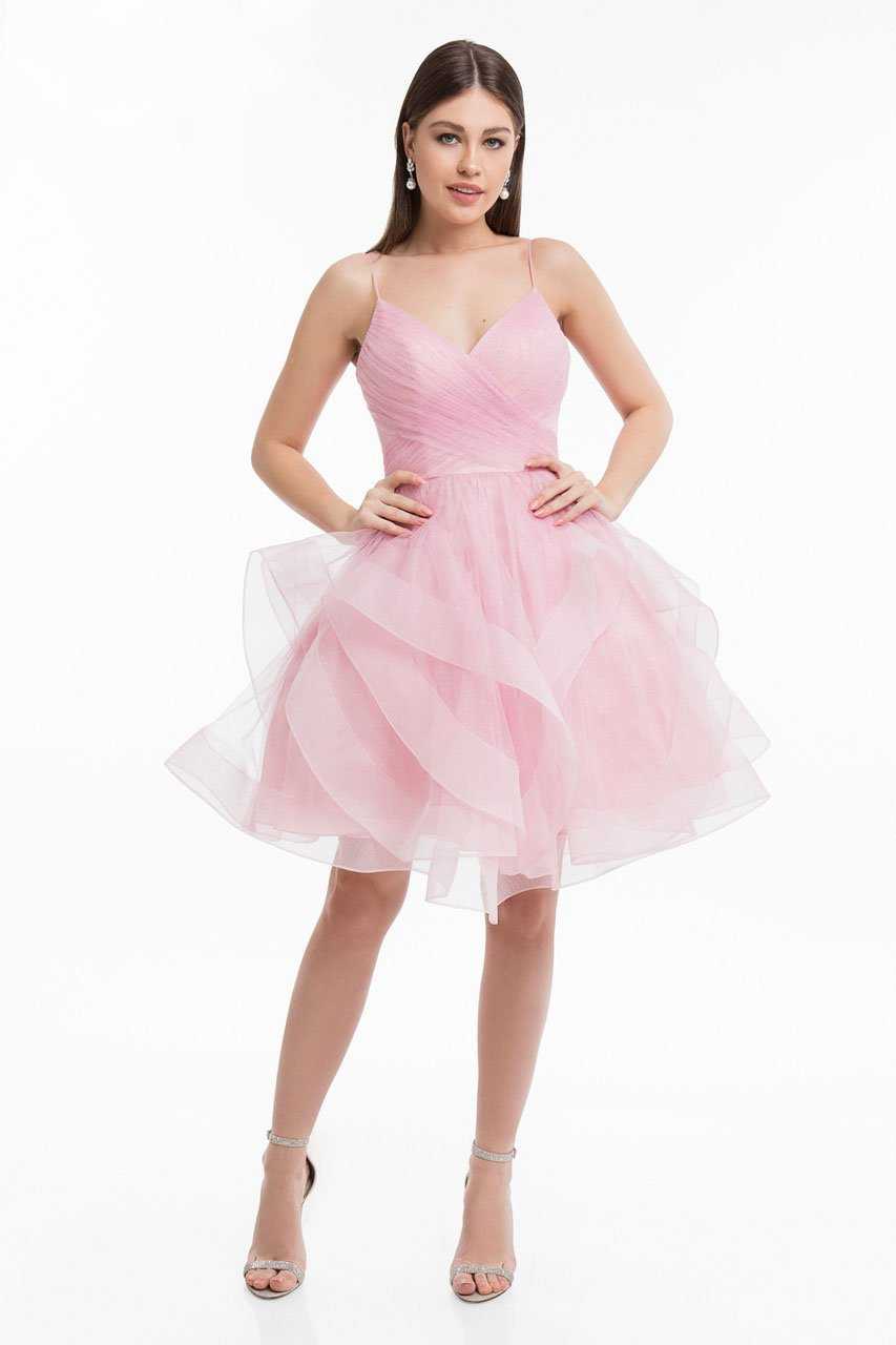 Terani Couture, Terani Couture - 1821H7770 Low Scoop Back Ruffle Skirt Cocktail Dress