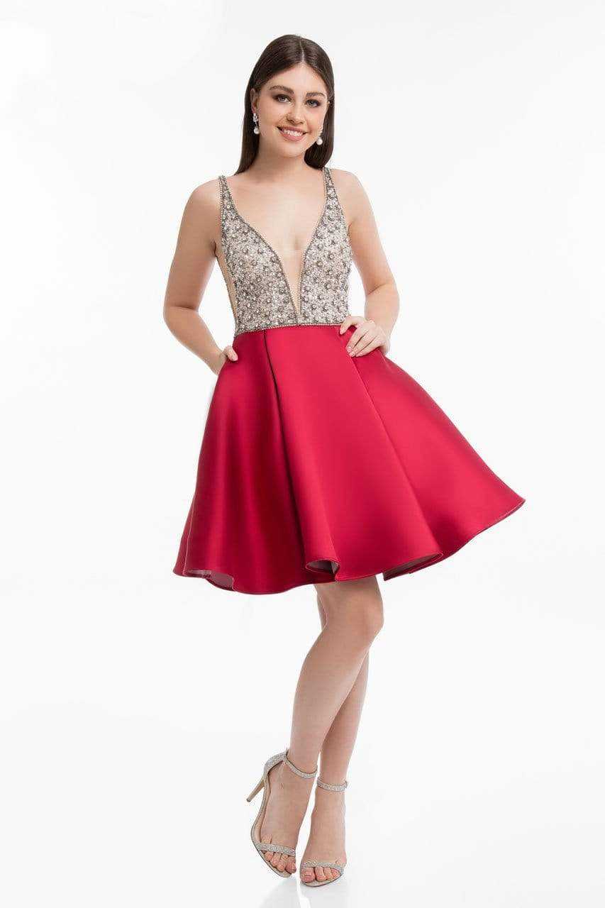 Terani Couture, Terani Couture - 1821H7771 Crystal Beaded Bodice Short Party Dress