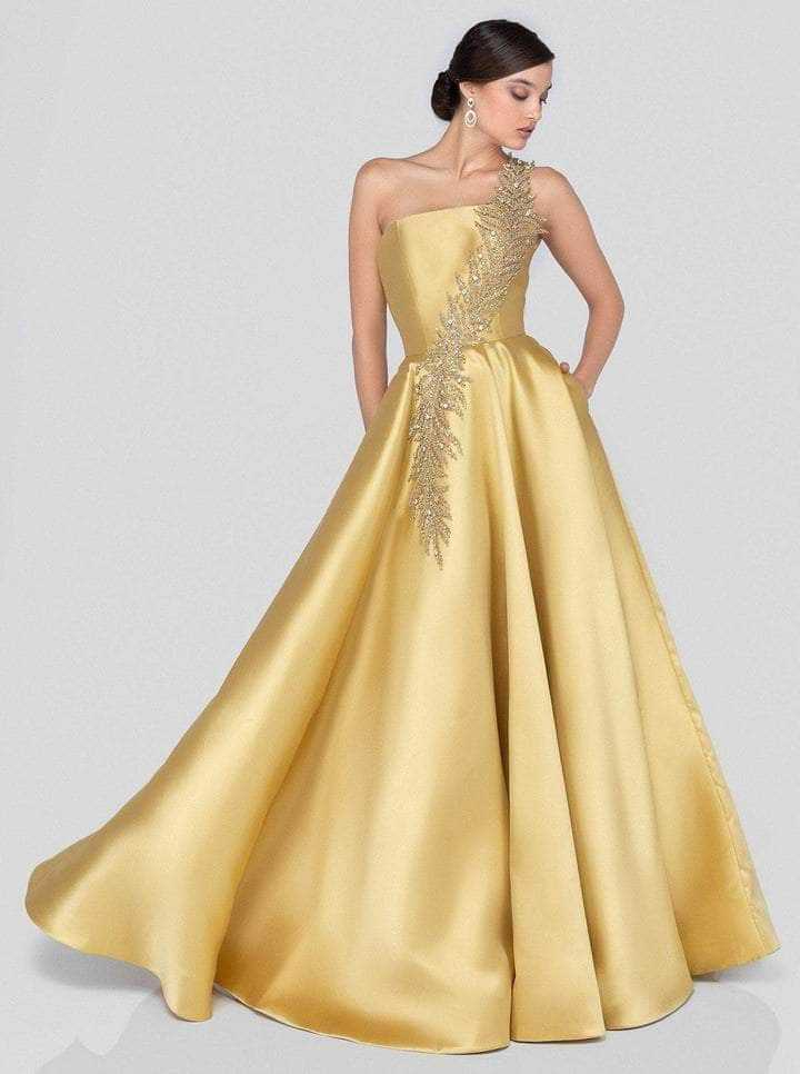 Terani Couture, Terani Couture - 1912E9202 Embellished Straight Across Neck Long Gown