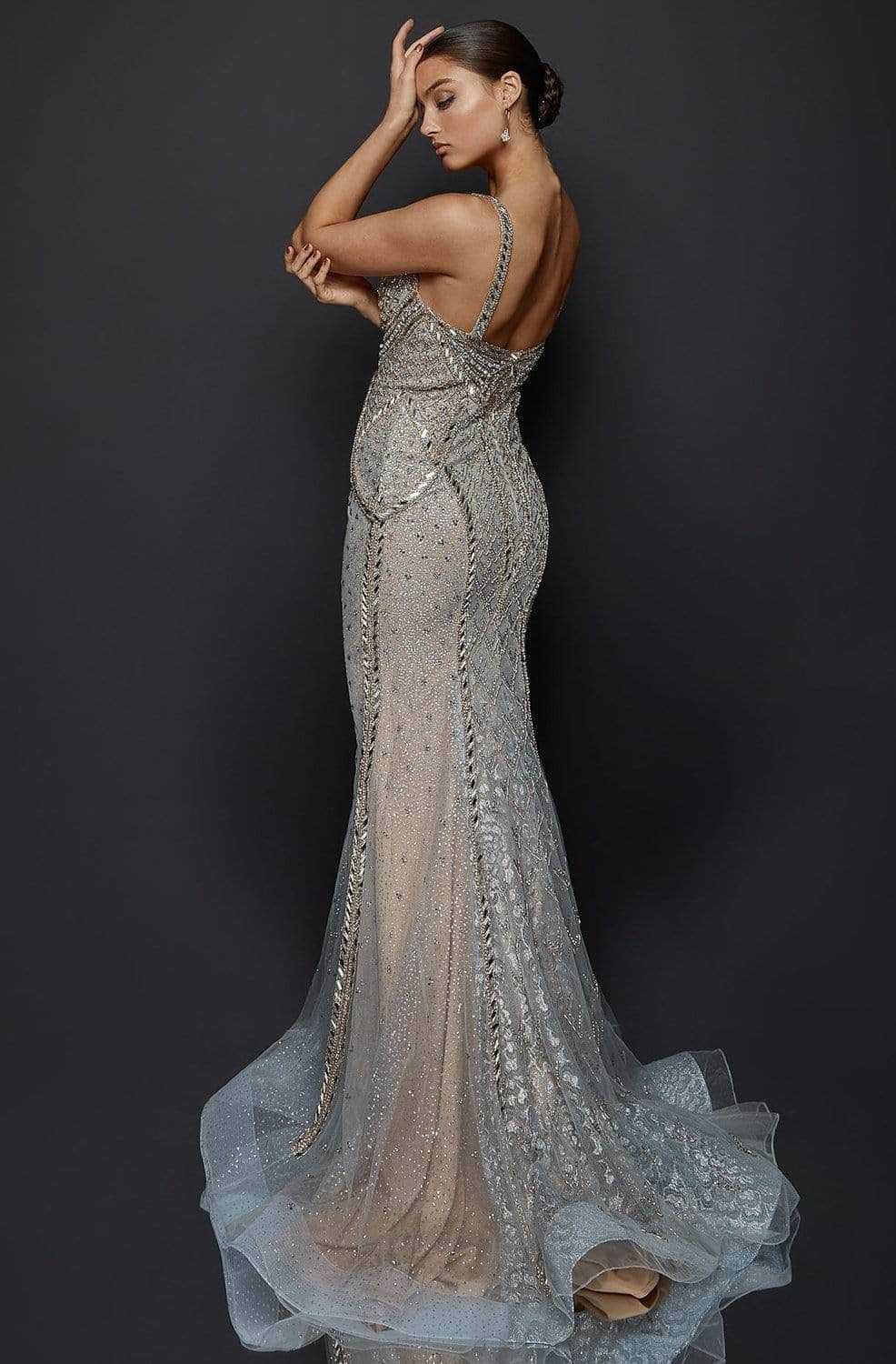 Terani Couture, Terani Couture 1921GL0621 - Metallic Trumpet Evening Gown