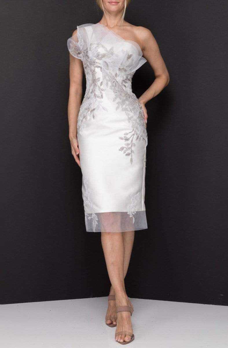 Terani Couture, Terani Couture - 2011C2003 Knee Length Ruffled One Shoulder Dress