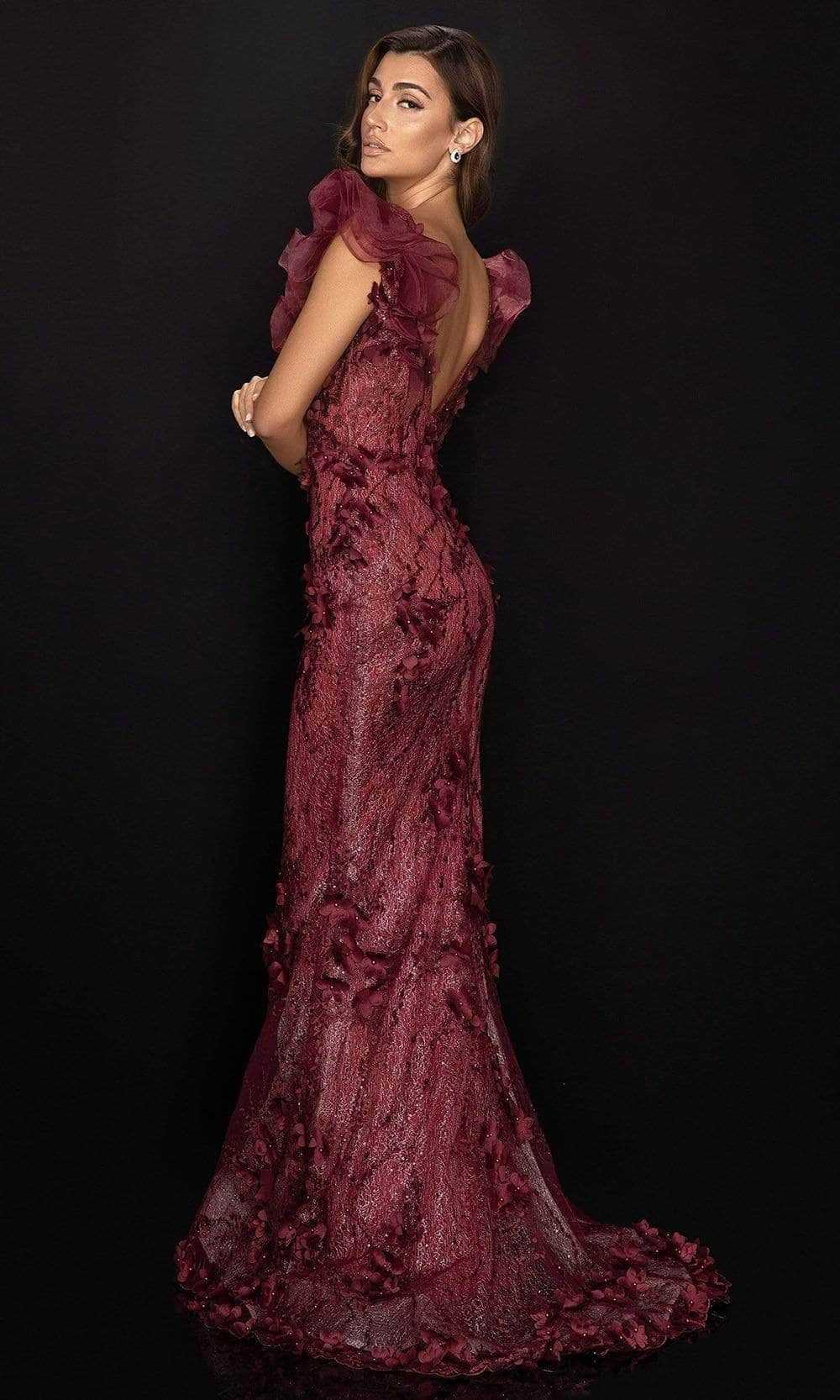 Terani Couture, Terani Couture 2011E2060 - Ruffled Plunge Evening Dress