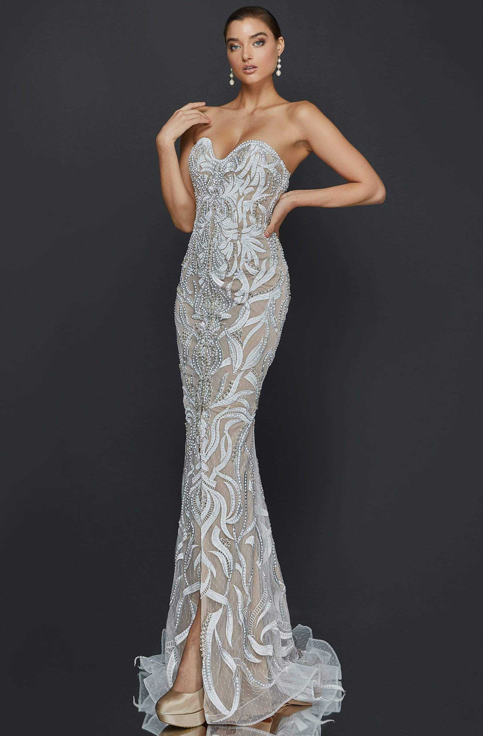 Terani Couture, Terani Couture - 2011P1067 Sweetheart Bodice Appliqued Mermaid Gown