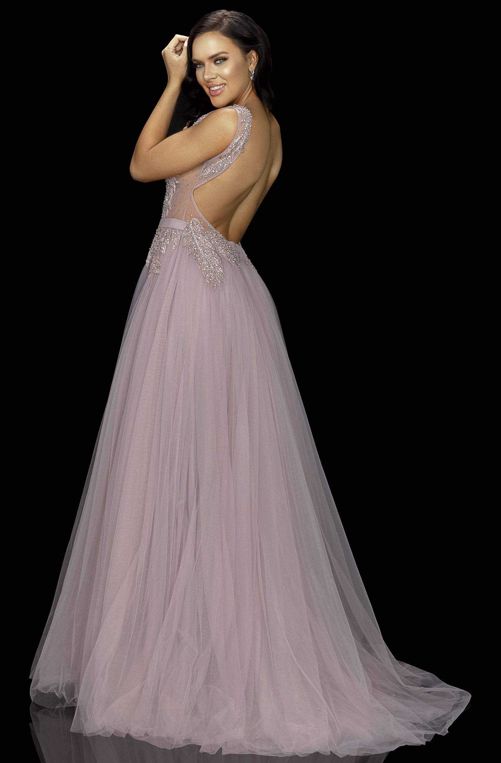 Terani Couture, Terani Couture - 2011P1109 Iridescent Appliqued Long Tulle Gown