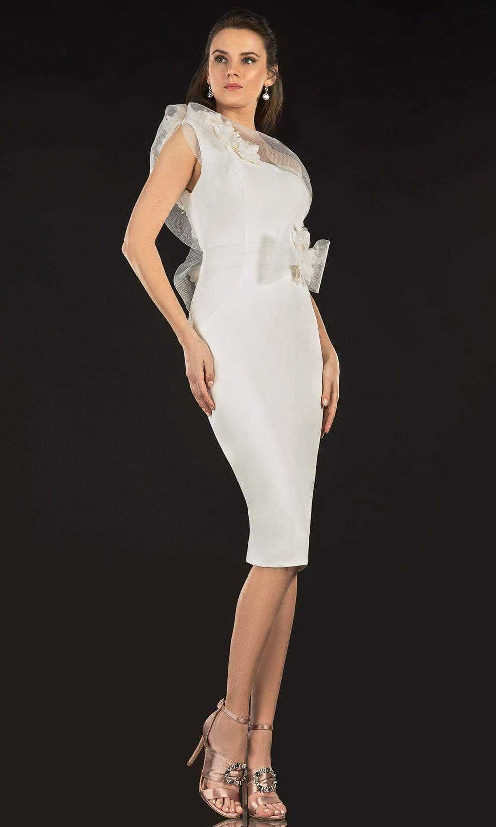Terani Couture, Terani Couture - 2021C2619 Ruffle Horsehair Trimmed Sheath Dress