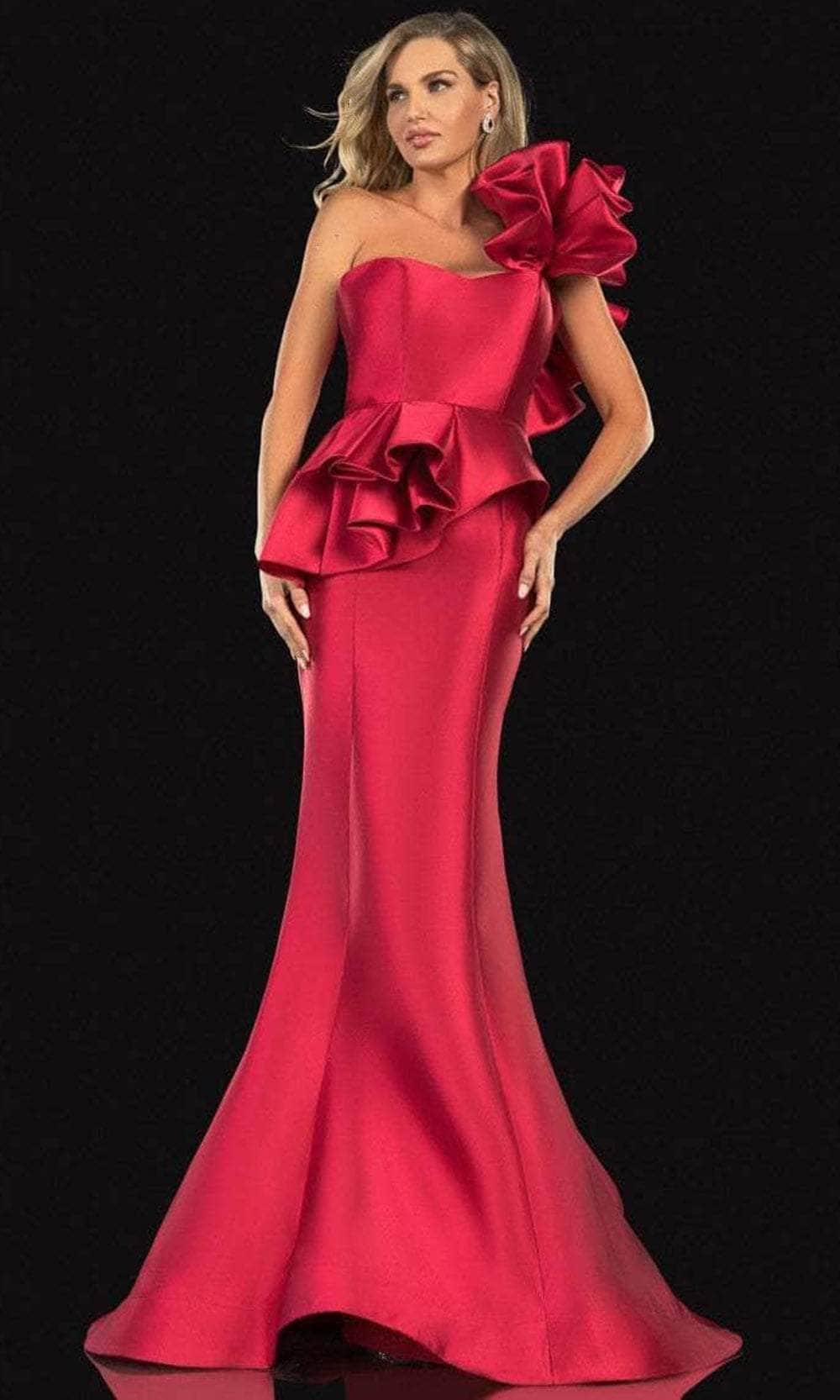Terani Couture, Terani Couture 2021E2809 - One Shoulder Peplum Evening Dress