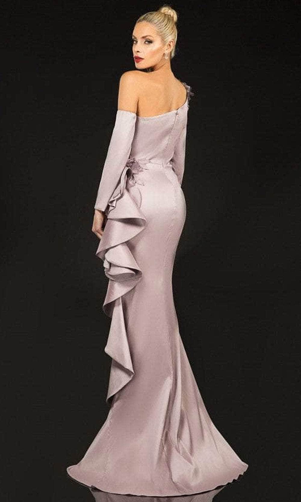 Terani Couture, Terani Couture 2021E2831 - Asymmetric Ruffle Drape Evening Gown