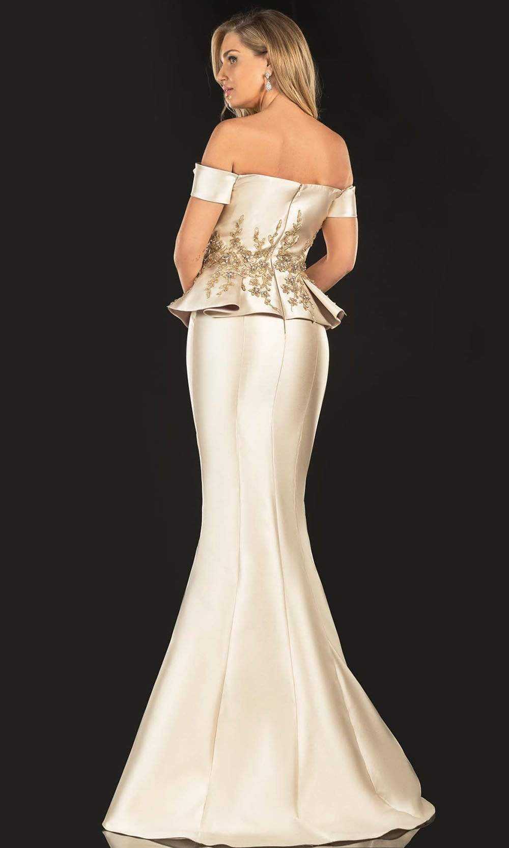 Terani Couture, Terani Couture - 2021E2835 Lace Appliqued Fold-Ornate Mermaid Gown