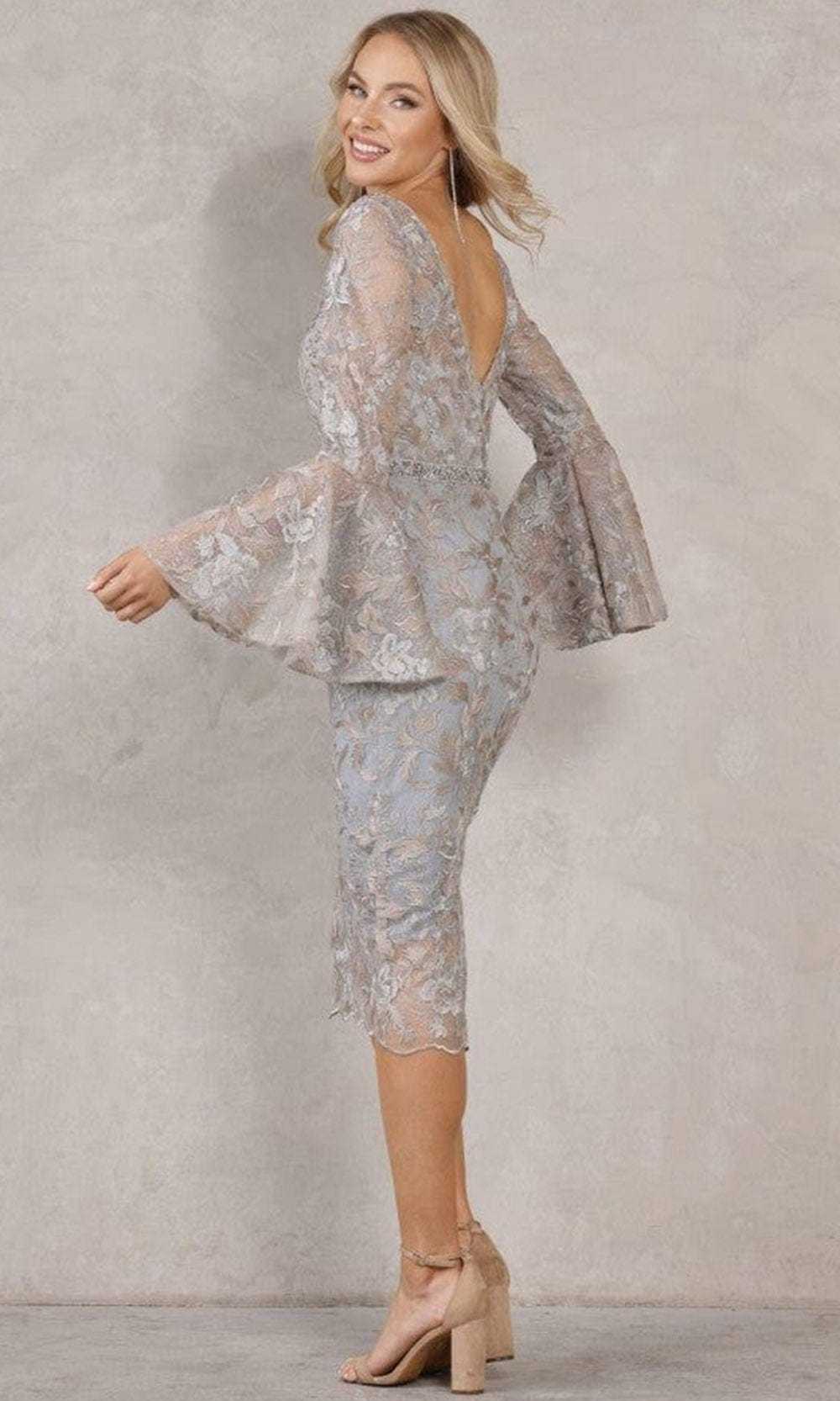 Terani Couture, Terani Couture - 2027C2708 Long Bell Sleeve Sheath Dress