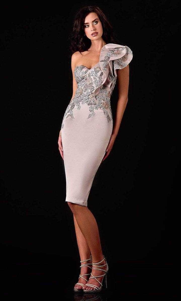 Terani Couture, Terani Couture - 2111C4553 Beaded Asymmetrical Evening Dress
