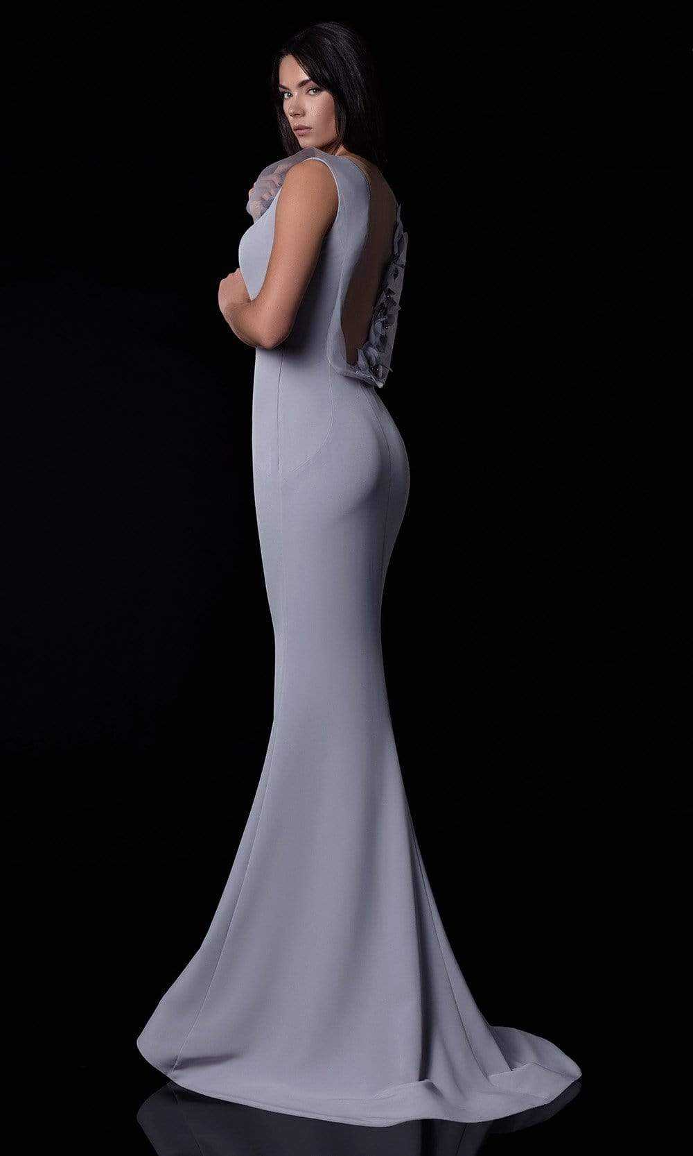 Terani Couture, Terani Couture - 2111E4752 3D Floral Illusion Cowl Back Trumpet Gown