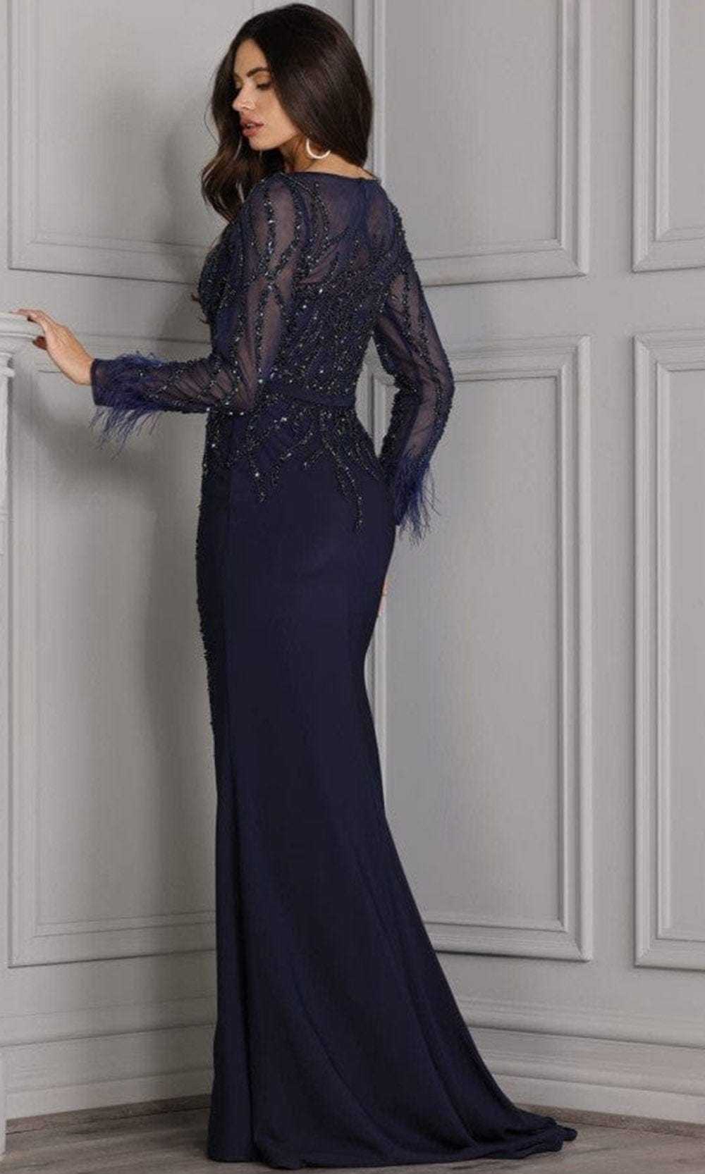 Terani Couture, Terani Couture - 2111M5277 Long Sleeve Beaded Sheath Gown
